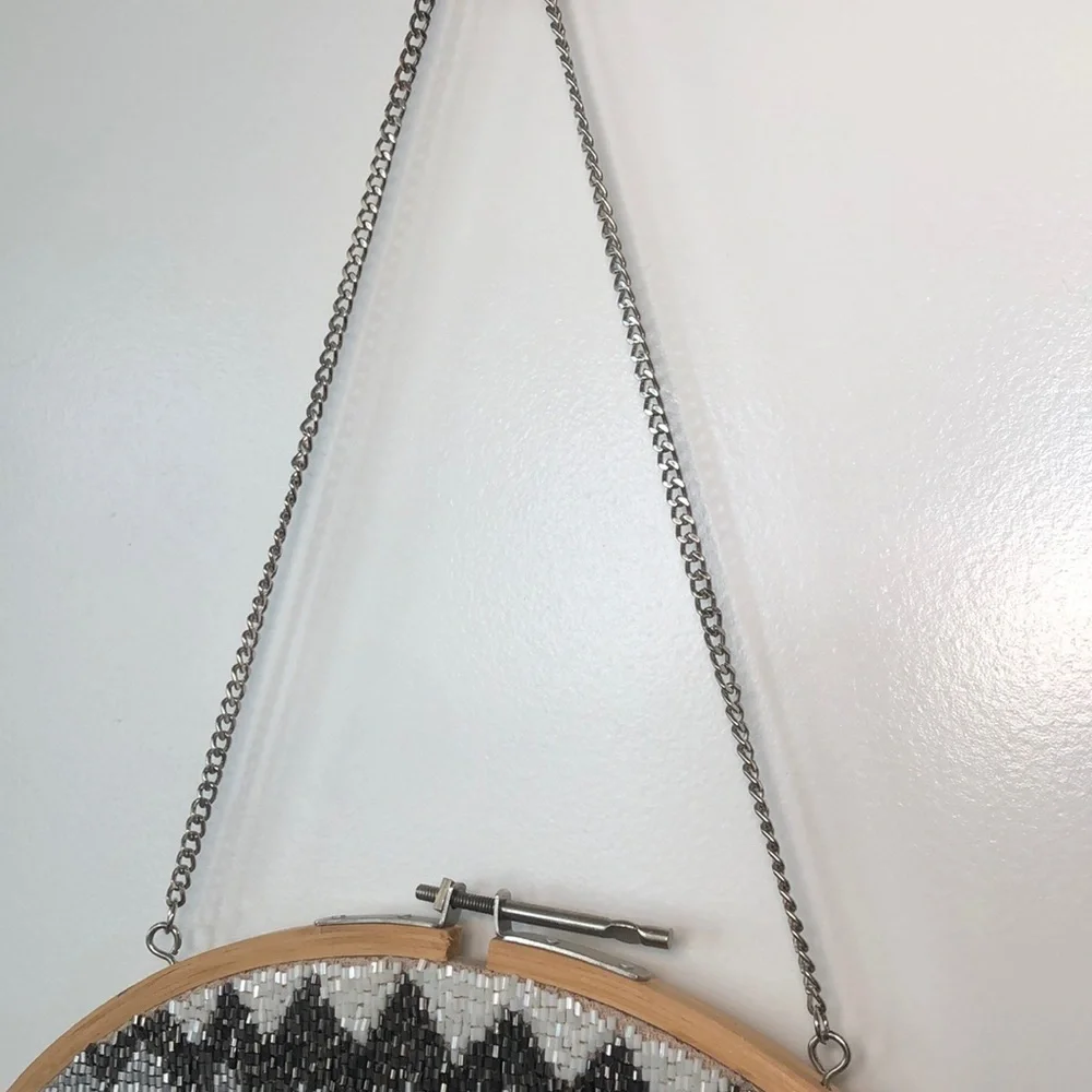 HANDMADE | Handmade Shimmer Bead 13” Round Wall Hanging Chain Tapestry.